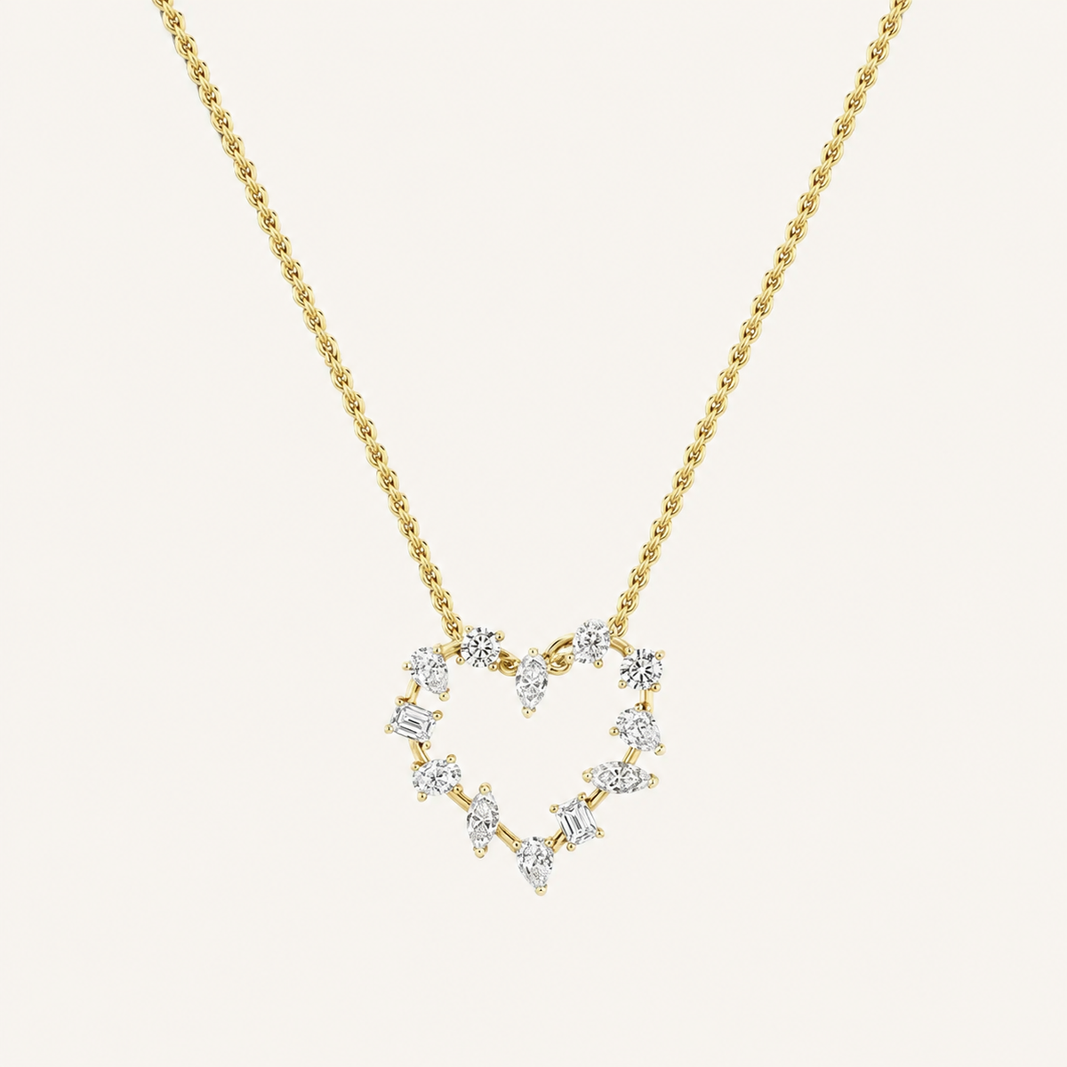 2.5CT Emerald Cut Lab Grown Diamond Pendant Heart Necklace