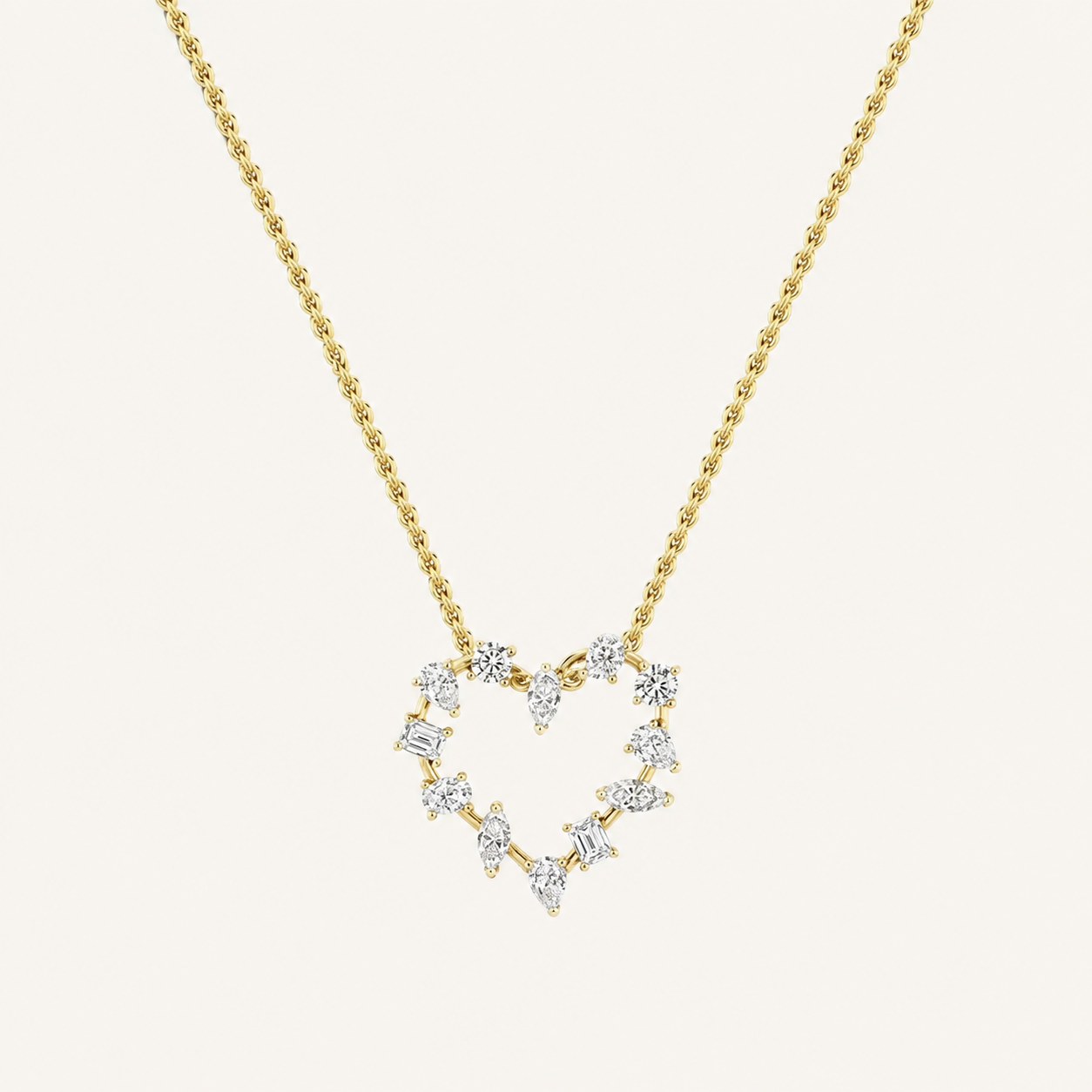 2.5CT Emerald Cut Lab Grown Diamond Pendant Heart Necklace
