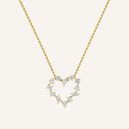 2.5CT Emerald Cut Lab Grown Diamond Pendant Heart Necklace