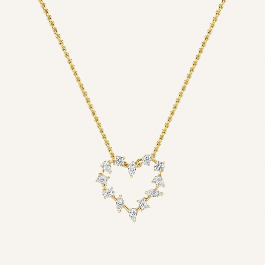 2.5CT Emerald Cut Lab Grown Diamond Pendant Heart Necklace