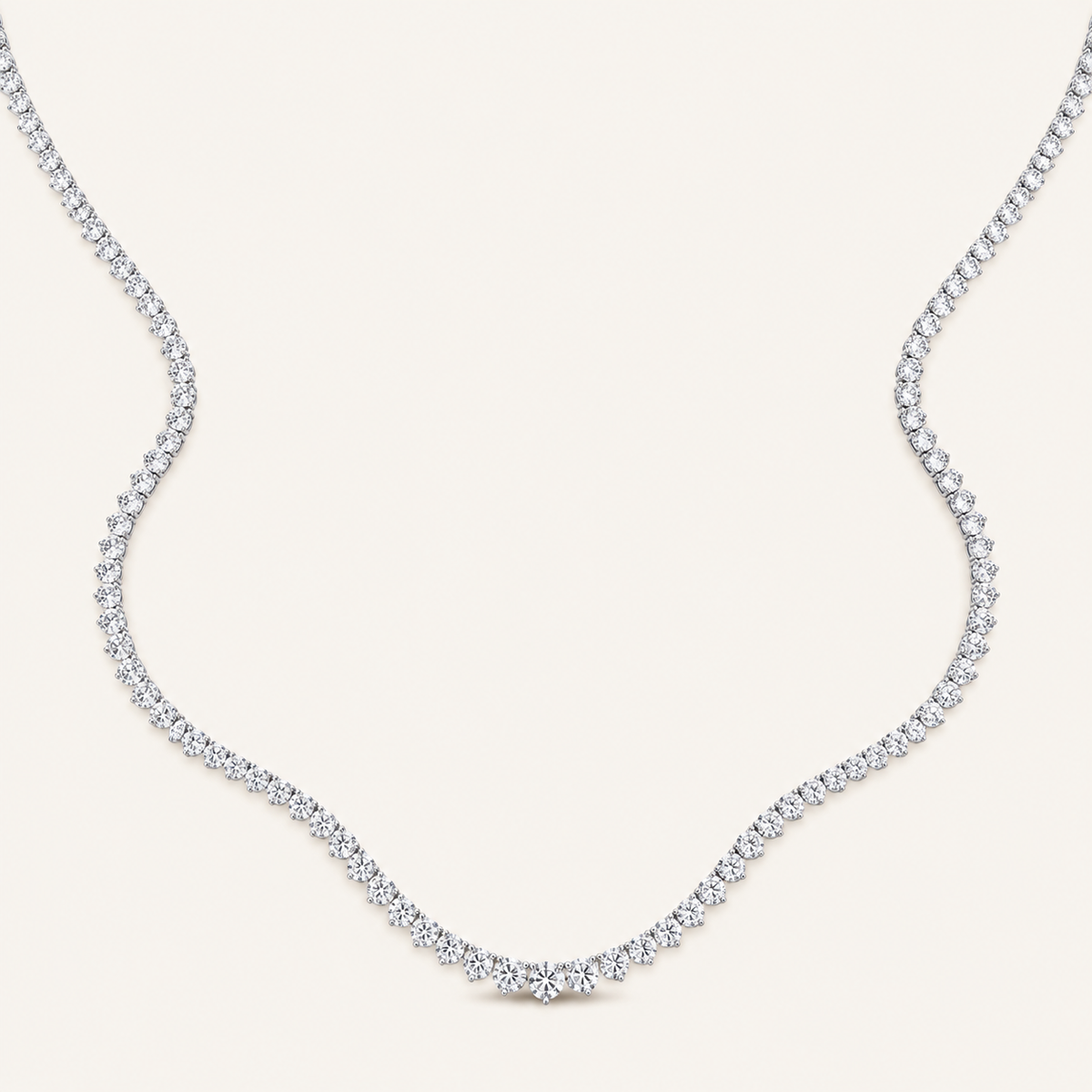 5.20CT Round Cut Lab Grown Diamond Graduated Necklace