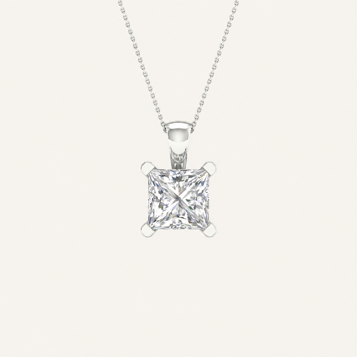 2.00CT Princess Cut Certified Lab Grown Diamond Pendant