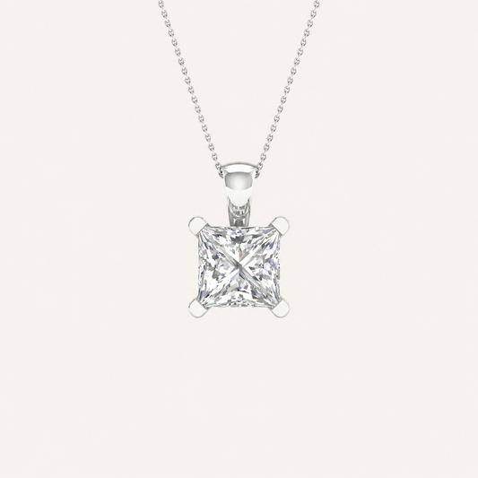 2.00CT Princess Cut Certified Lab Grown Diamond Pendant
