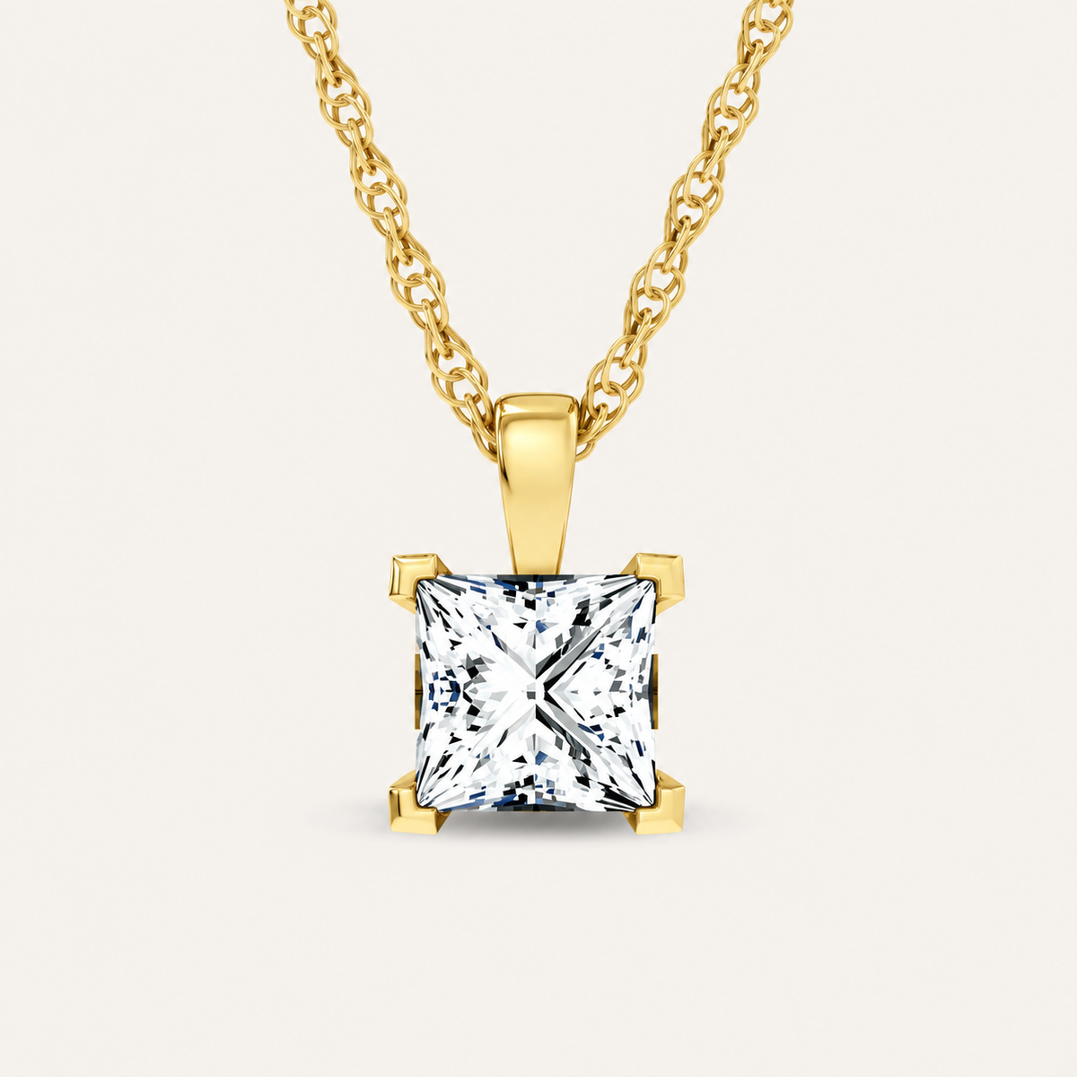 1.00CT Princess Cut Certified Lab Grown Diamond Pendant