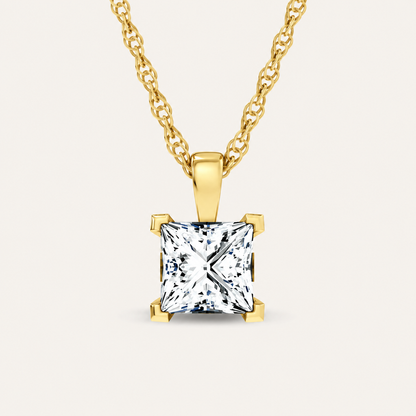 1.00CT Princess Cut Certified Lab Grown Diamond Pendant