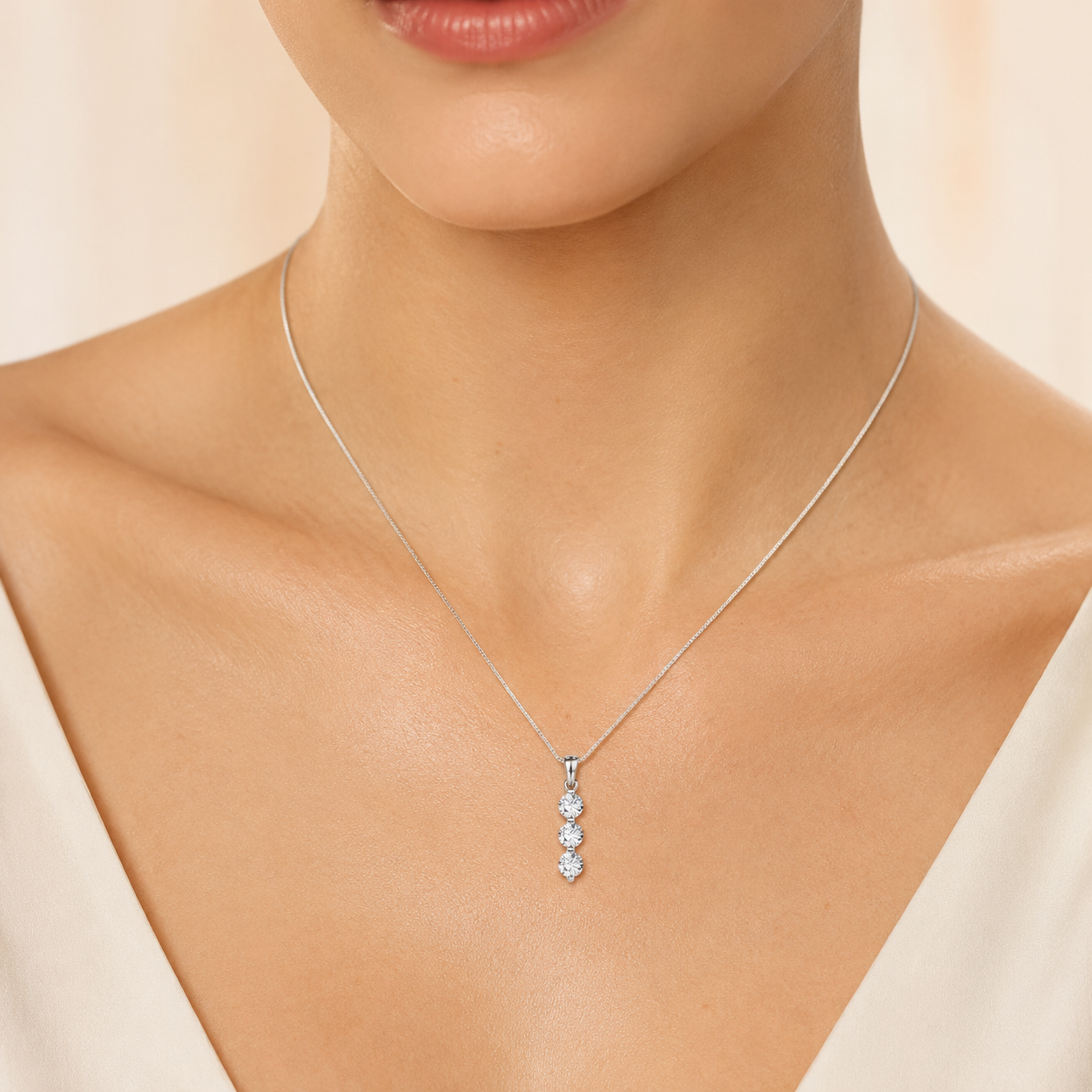 1CT Round Cut Lab Grown Diamond Pendant Necklace