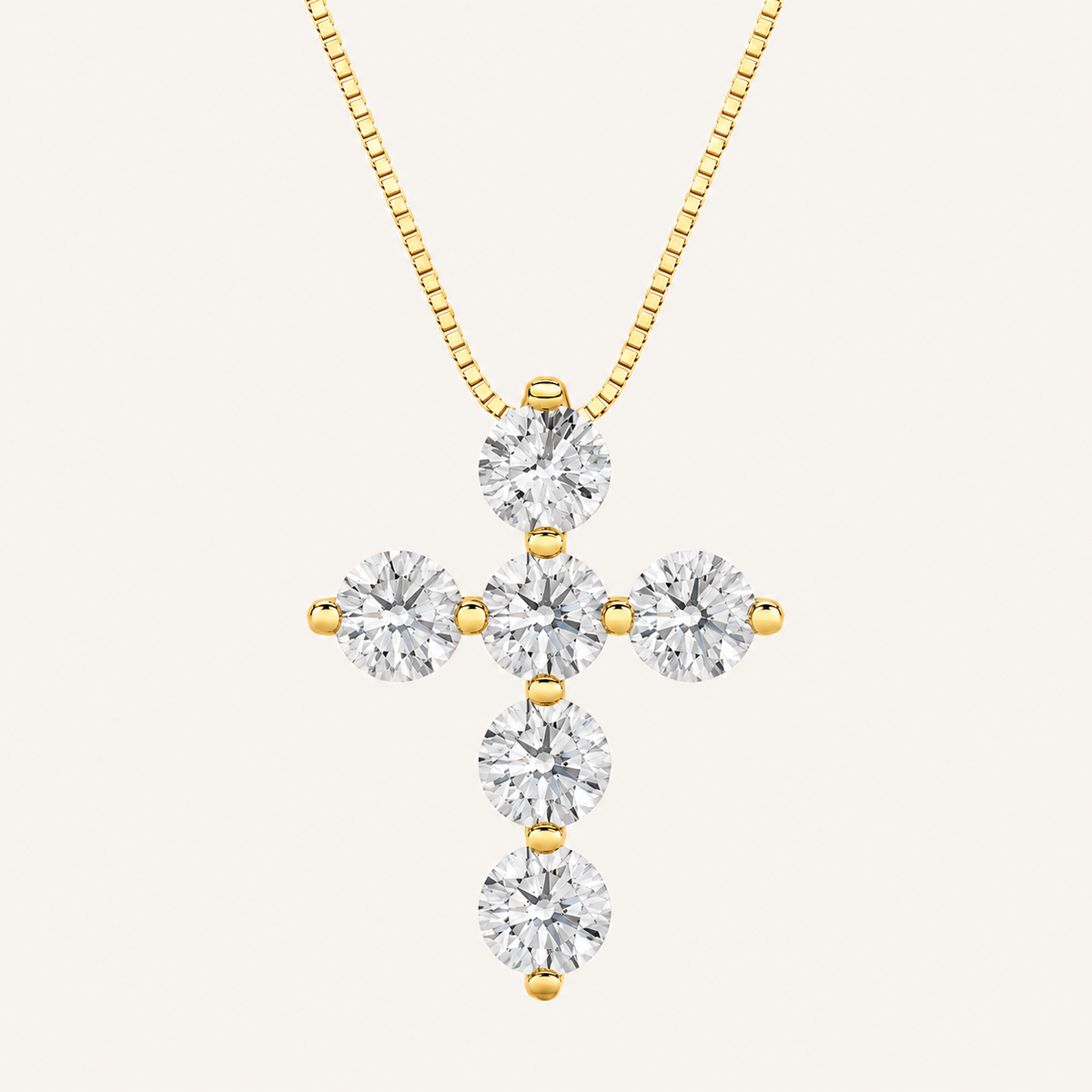1.5CT Round Cut Lab Grown Diamond Pendant Cross Necklace