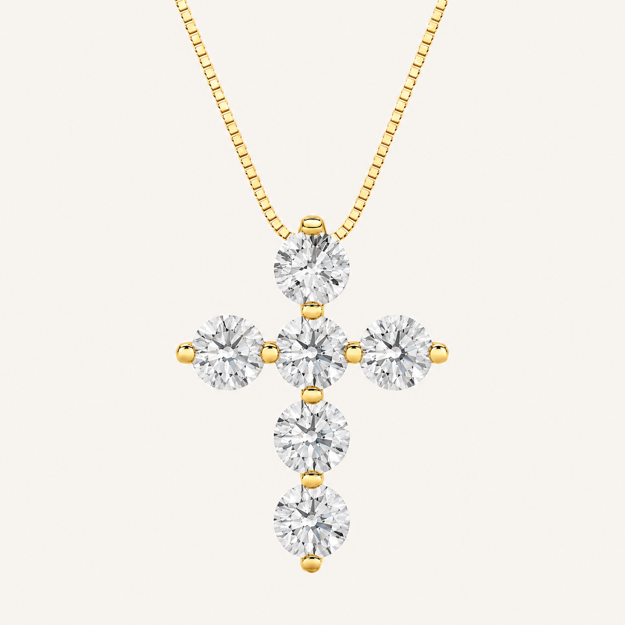 1.5CT Round Cut Lab Grown Diamond Pendant Cross Necklace