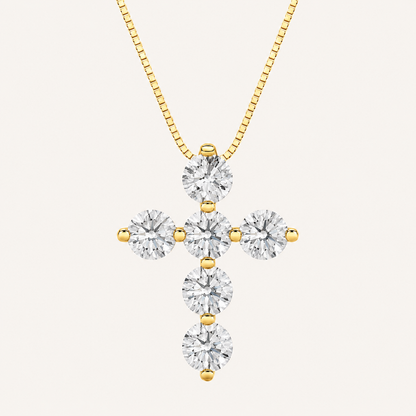 1.5CT Round Cut Lab Grown Diamond Pendant Cross Necklace