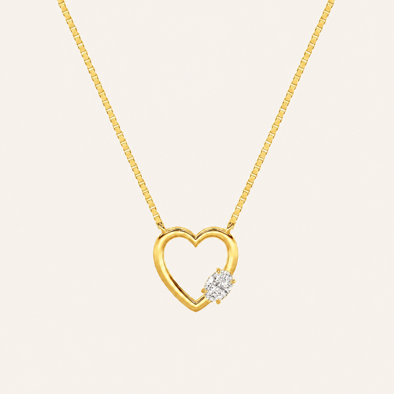 0.5CT Oval Cut Lab Grown Diamond Heart Shaped Pendant Necklace