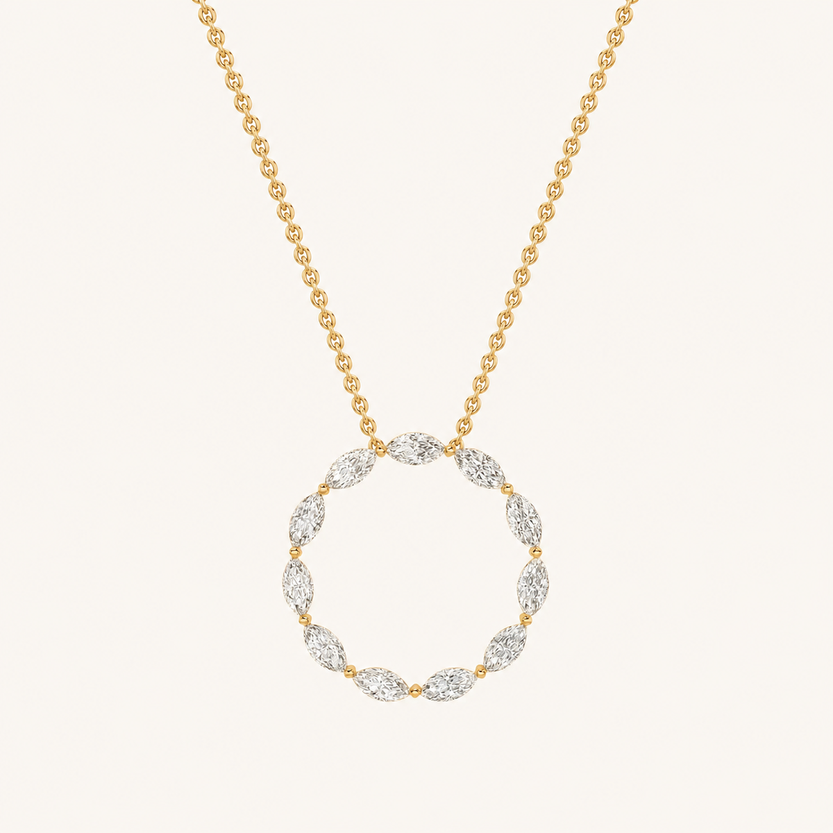 2CT Marquise Cut Lab Grown Diamond Circle Pendant Necklace
