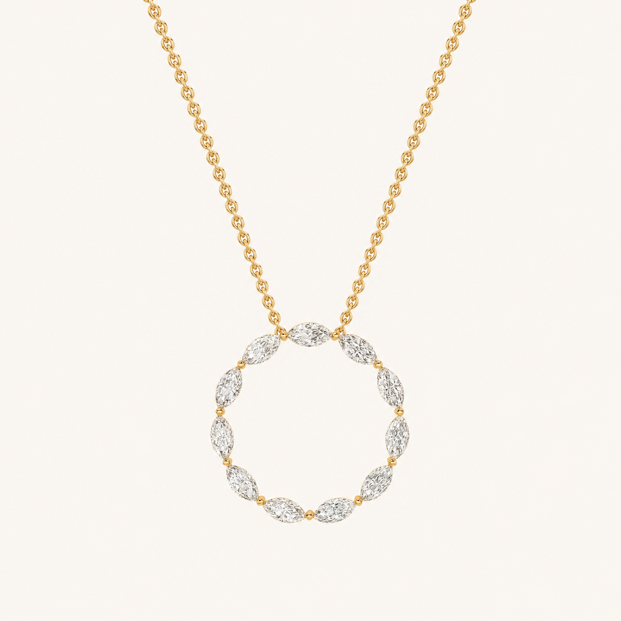 2CT Marquise Cut Lab Grown Diamond Circle Pendant Necklace