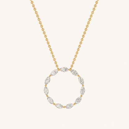 2CT Marquise Cut Lab Grown Diamond Circle Pendant Necklace