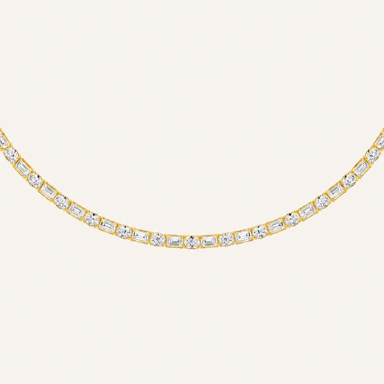 25CT Oval & Emerald Cut Lab Grown Diamond Statement Necklace