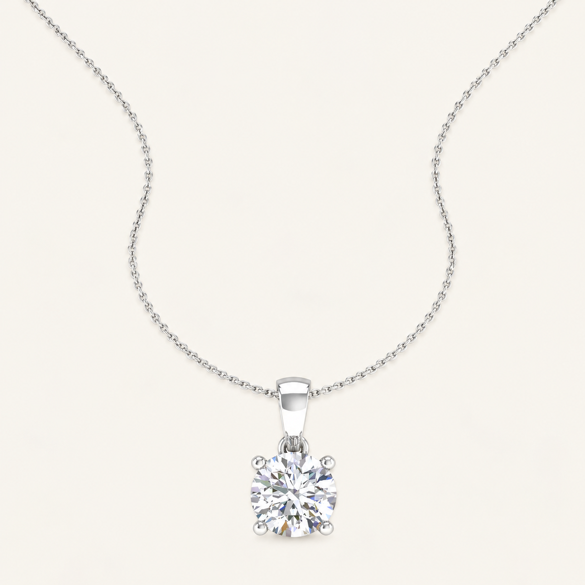 2.00CT Round Cut Certified Lab Grown Diamond Pendant