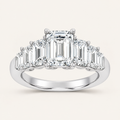 4.00CT Emerald Cut Lab Grown Diamond Side Stone Ring