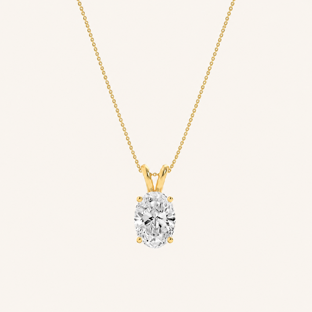 1CT Oval Cut Lab Grown Diamond Split bale Pendant Necklace