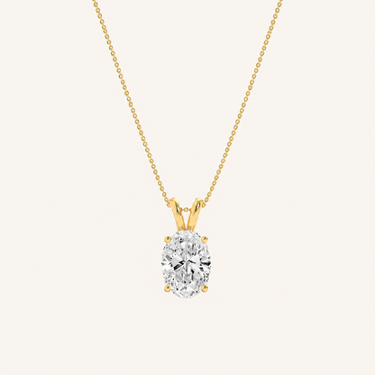 1CT Oval Cut Lab Grown Diamond Split bale Pendant Necklace