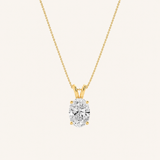 1CT Oval Cut Lab Grown Diamond Split bale Pendant Necklace