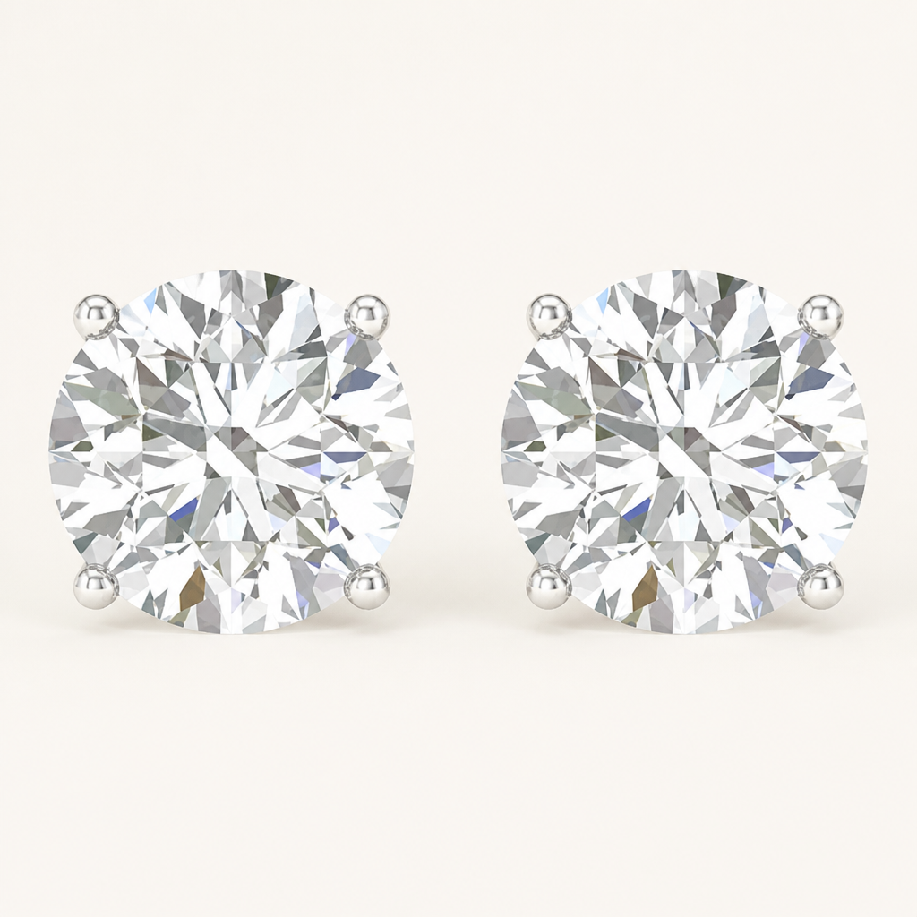 2.00 CT Round Cut Lab Grown Diamond Earrings
