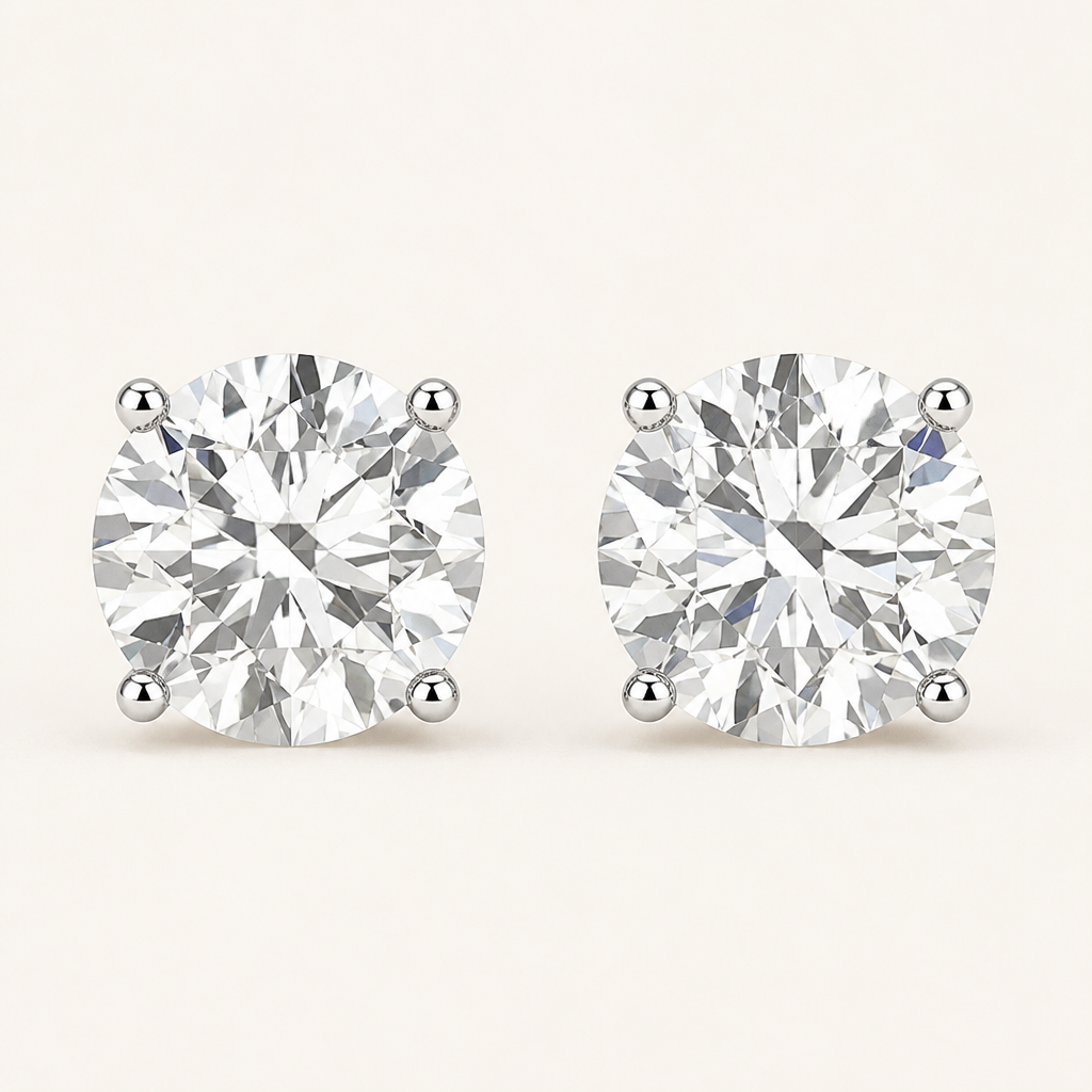 1.00 CT Round Cut Lab Grown Diamond Earrings