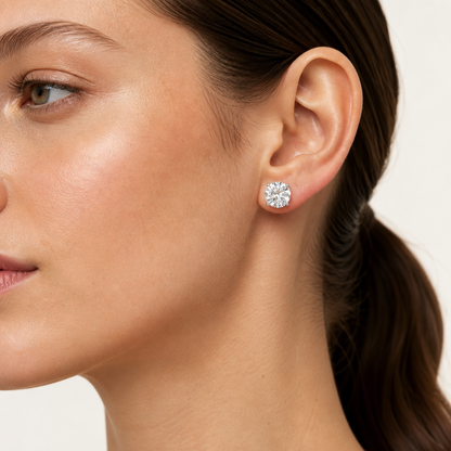1.00 CT Round Cut Lab Grown Diamond Earrings