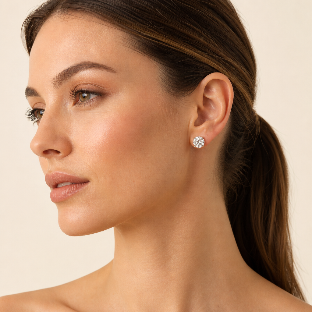 2.00 CT Round Cut Lab Grown Diamond Earrings