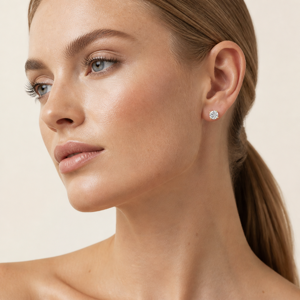 0.50 CT Round Lab Grown Diamond Earrings