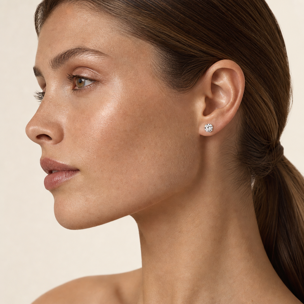 0.50 CT Round Lab Grown Diamond Earrings