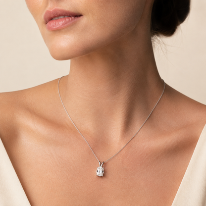 3CT Elongated Cushion Cut Lab Grown Diamond Pendant Necklace