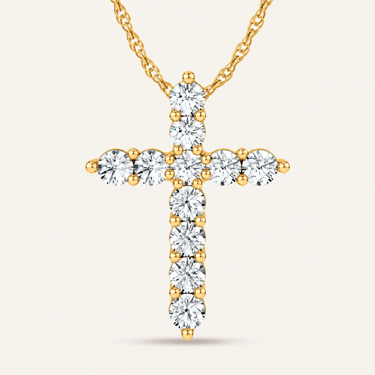 1.00CT Round Cut Certified Lab Grown Diamond Cross Pendant