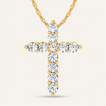 1.00CT Round Cut Certified Lab Grown Diamond Cross Pendant