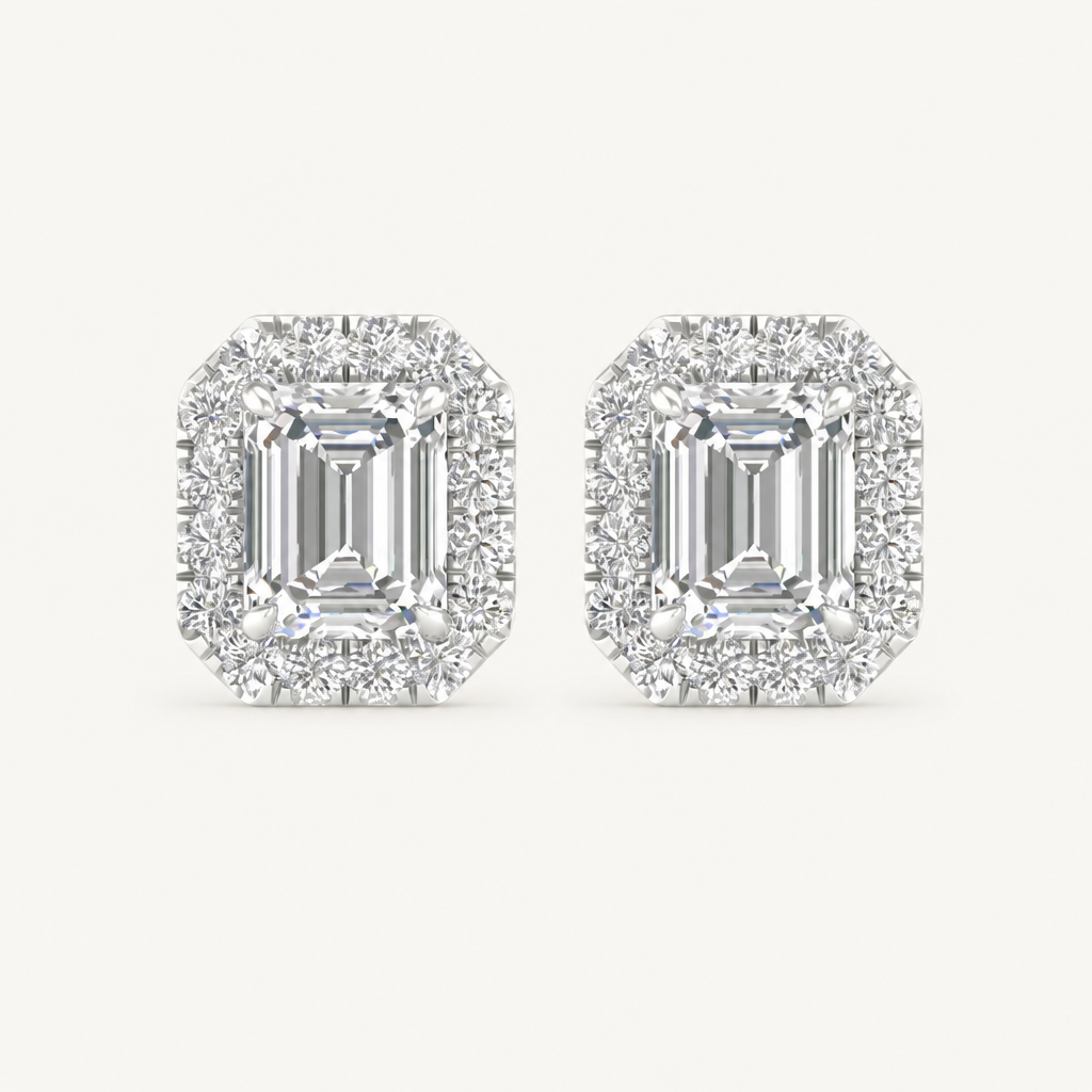 1.15CT Emerald Cut Lab Grown Diamond Earrings