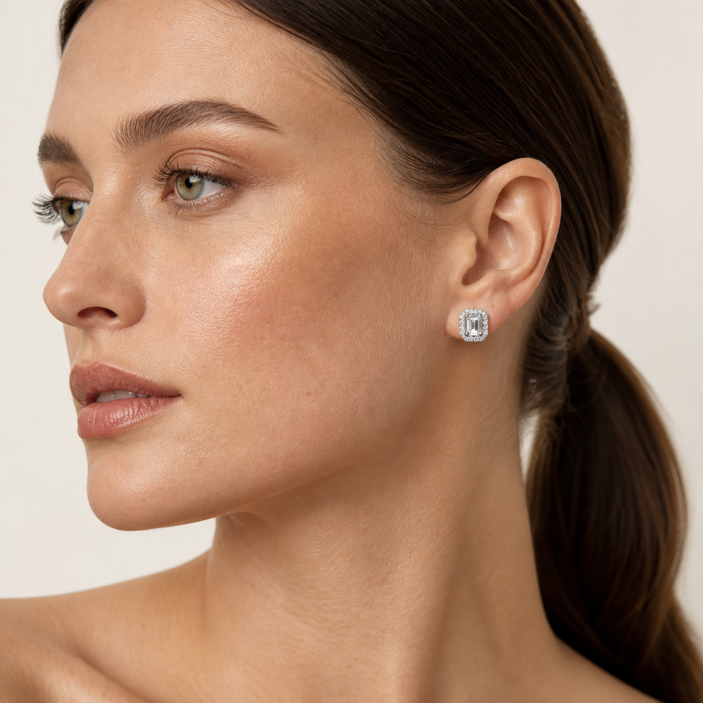 1.15CT Emerald Cut Lab Grown Diamond Earrings