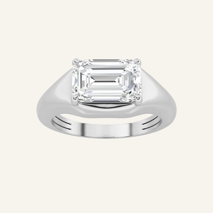 2CT Emerald Cut Lab Grown Diamond East West Solitaire Men's Ring