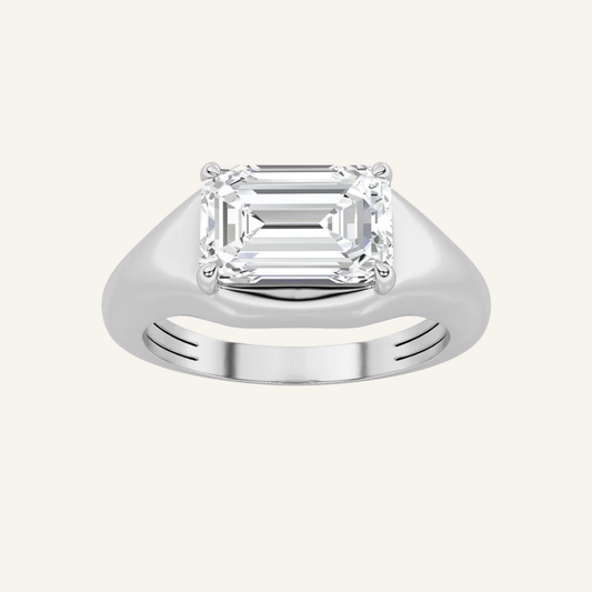 2CT Emerald Cut Lab Grown Diamond East West Solitaire Men's Ring