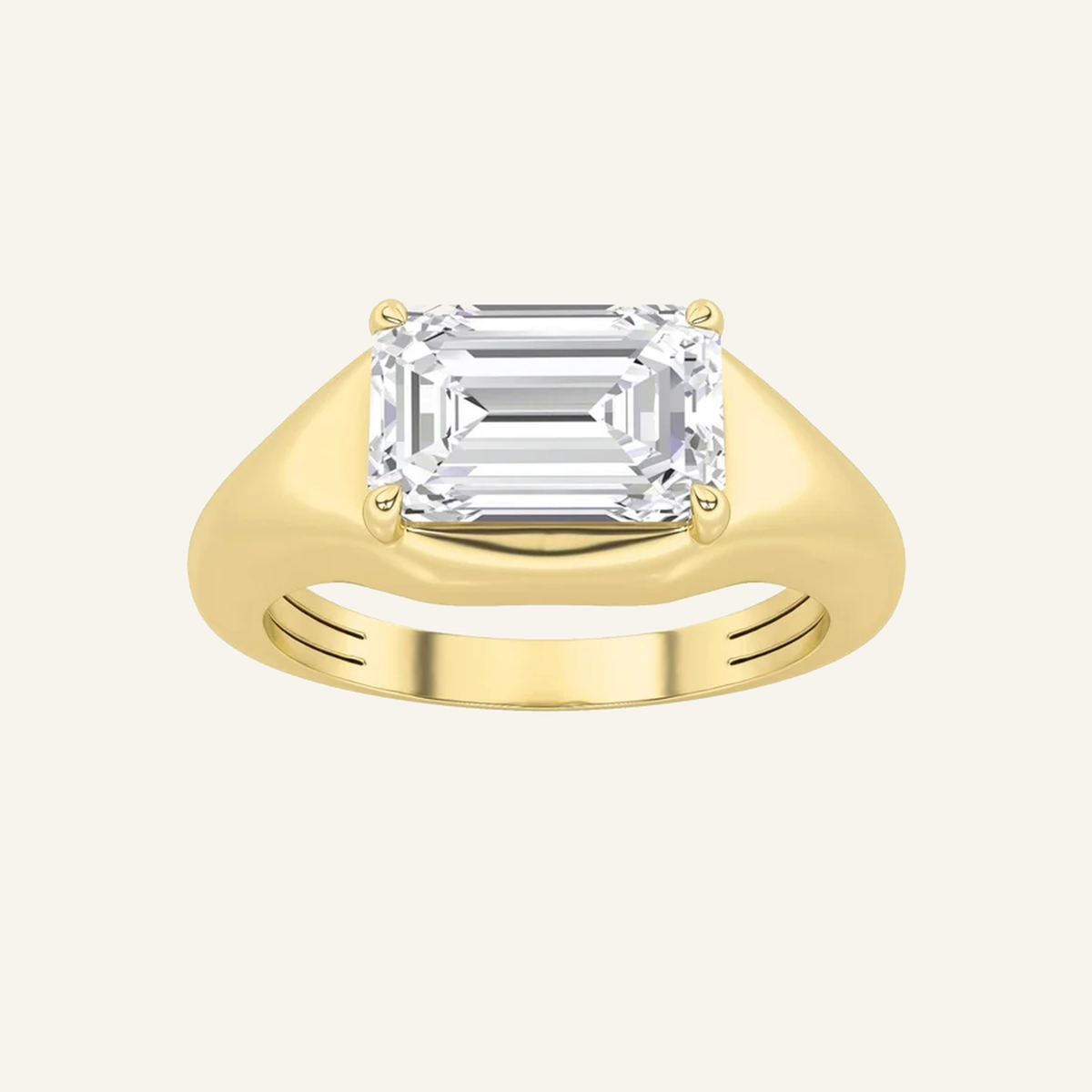 2CT Emerald Cut Lab Grown Diamond East West Solitaire Men's Ring