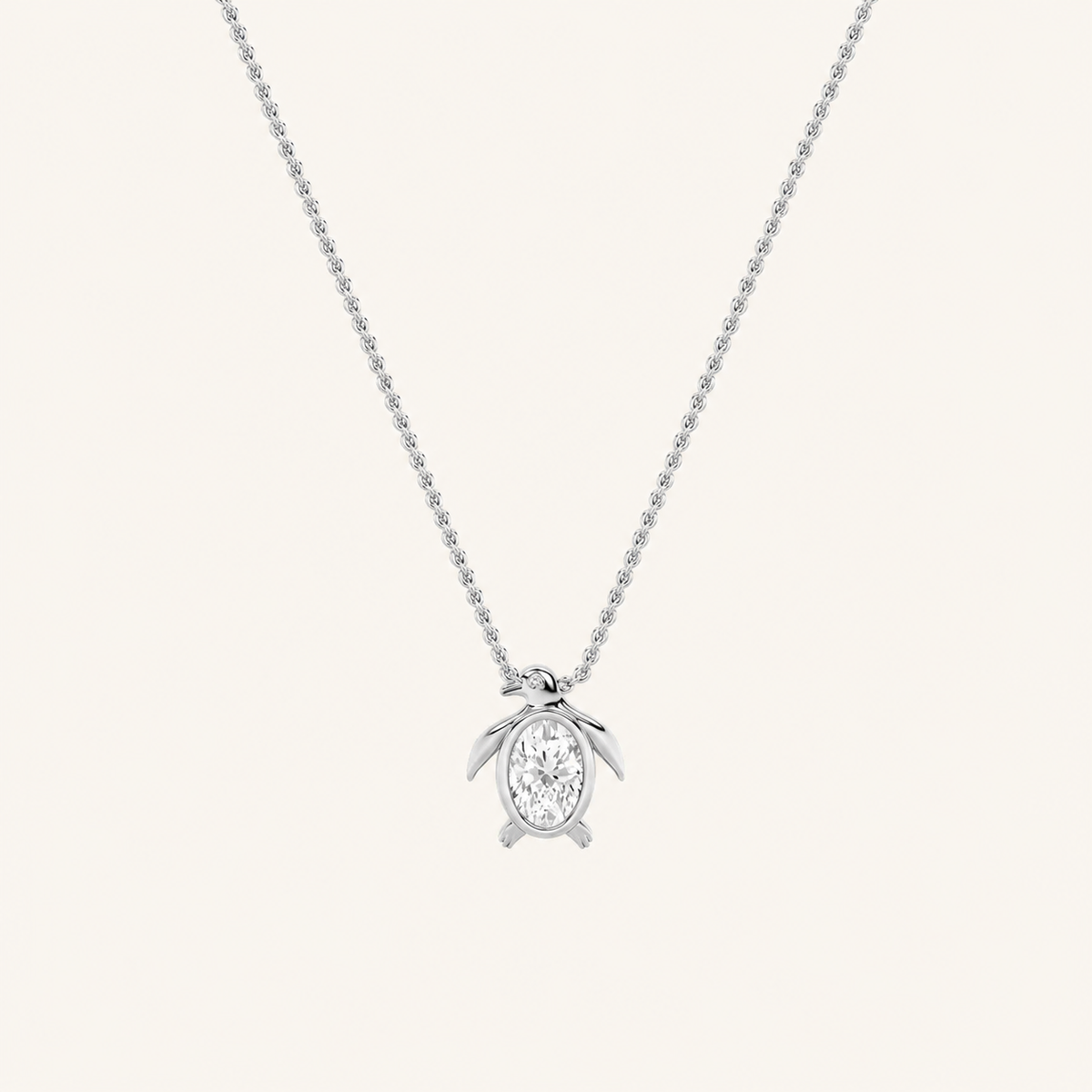 1CT Oval Cut Lab Grown Diamond Pendant Necklace