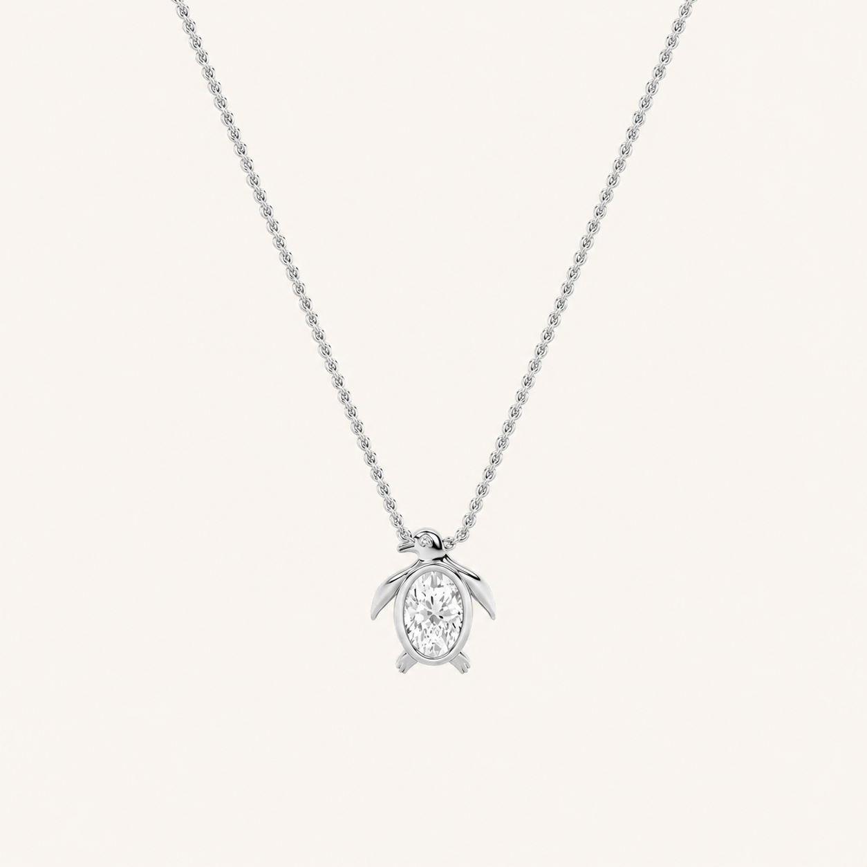 1CT Oval Cut Lab Grown Diamond Pendant Necklace