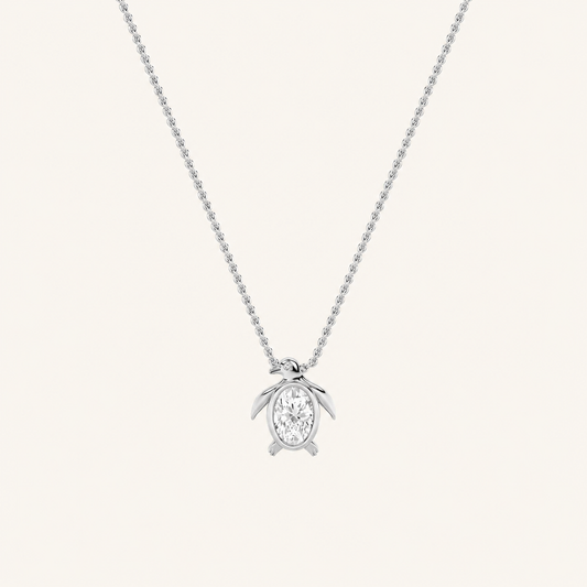 1CT Oval Cut Lab Grown Diamond Pendant Necklace