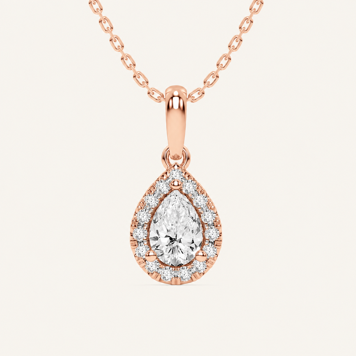 0.62CT Pear Cut Lab Grown Diamond Pendant Necklace