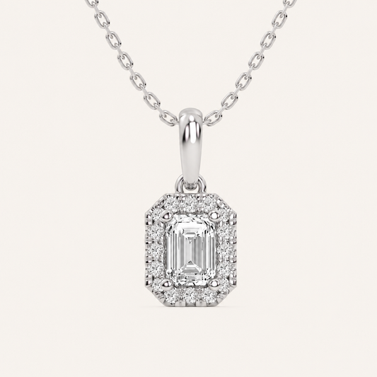 0.62CT Emerald Cut Lab Grown Diamond Pendant Necklace