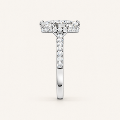 2.50CT Marquise Cut Lab Grown Diamond Hidden Halo Side Stone Ring