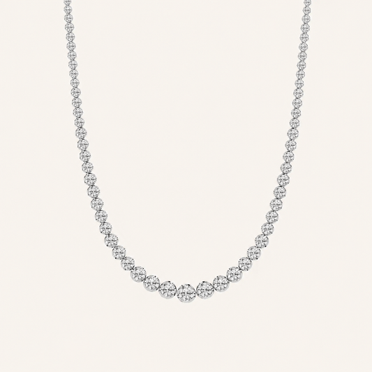 15CT Round Cut Lab Grown Diamond Tennis Necklace