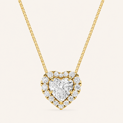 1.25CT Heart Cut Lab Grown Diamond Pendant Heart Necklace