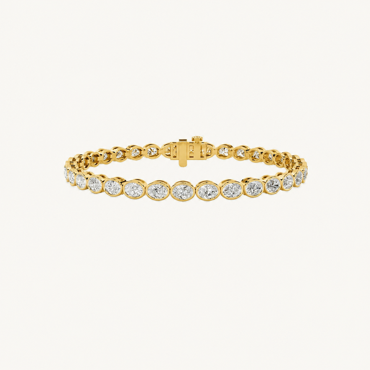 10CT Oval Cut Lab Grown Diamond East West Bezel Set Tennis Bracelet