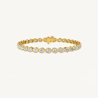 10CT Oval Cut Lab Grown Diamond East West Bezel Set Tennis Bracelet
