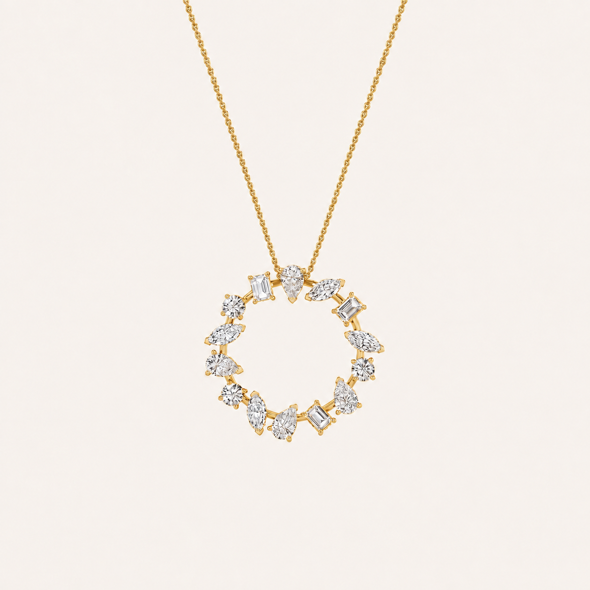 3CT Multi Stone Lab Grown Diamond Circle Pendant Necklace