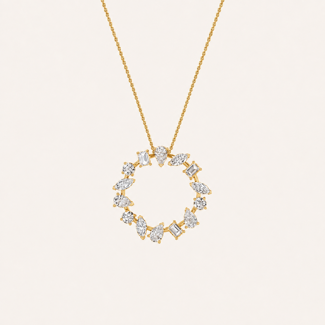 3CT Multi Stone Lab Grown Diamond Circle Pendant Necklace