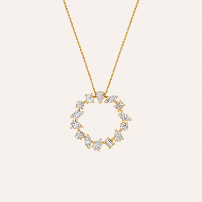 3CT Multi Stone Lab Grown Diamond Circle Pendant Necklace